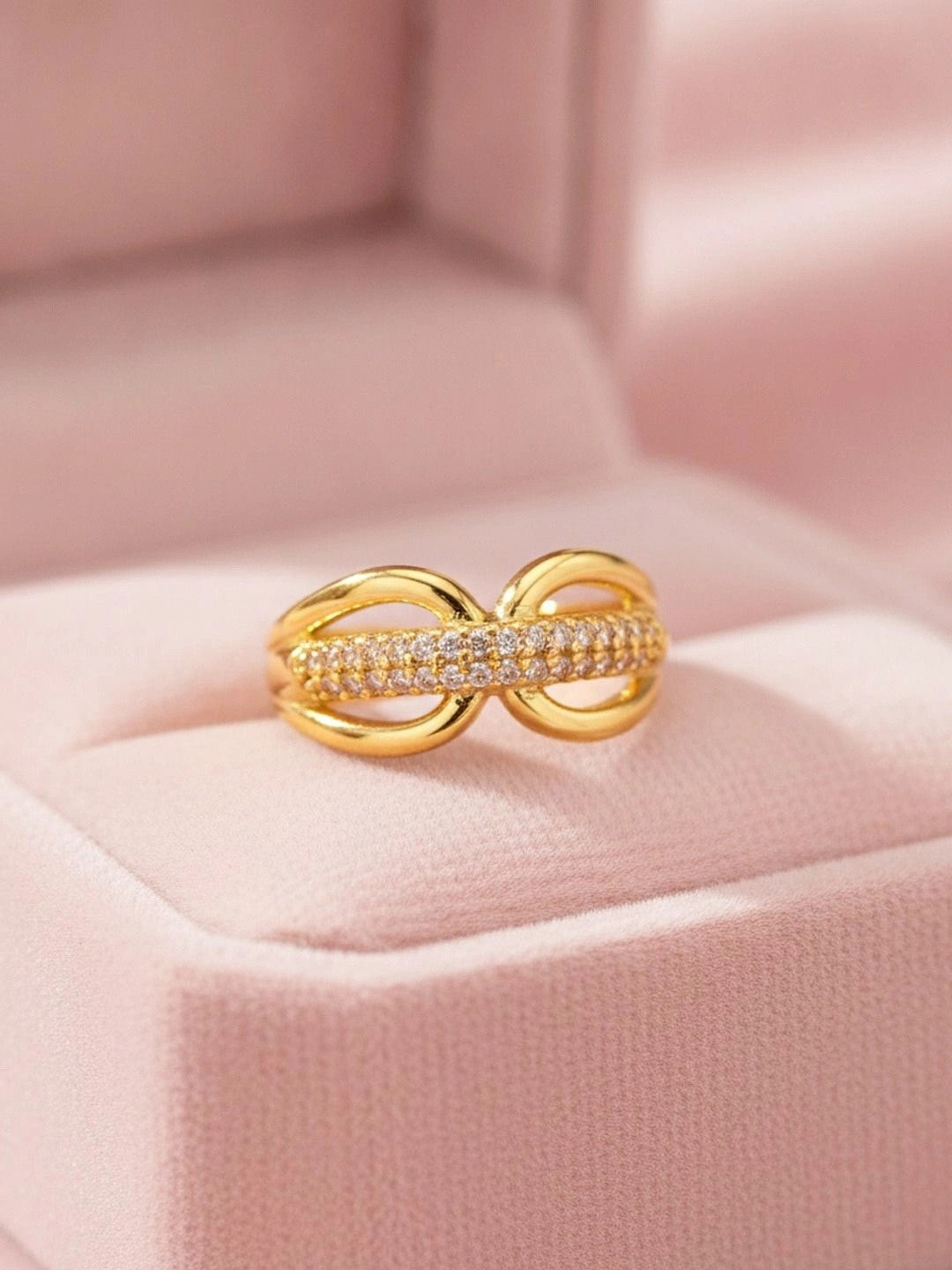 Elegant Pave Crossover Flow Stackable Ring