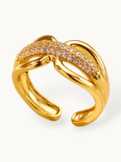 Elegant Pave Crossover Flow Stackable Ring