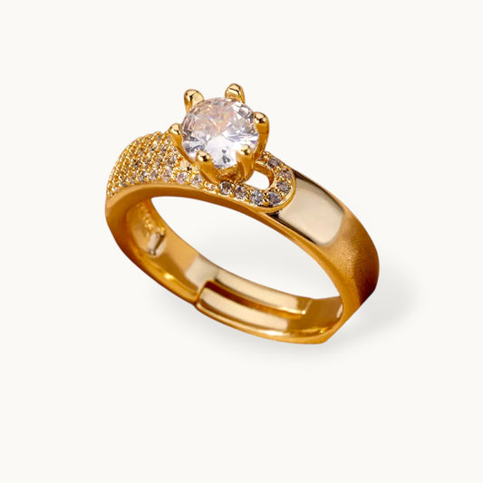 Regal Pave Accent Solitaire Stackable & Adjustable Diamond Ring