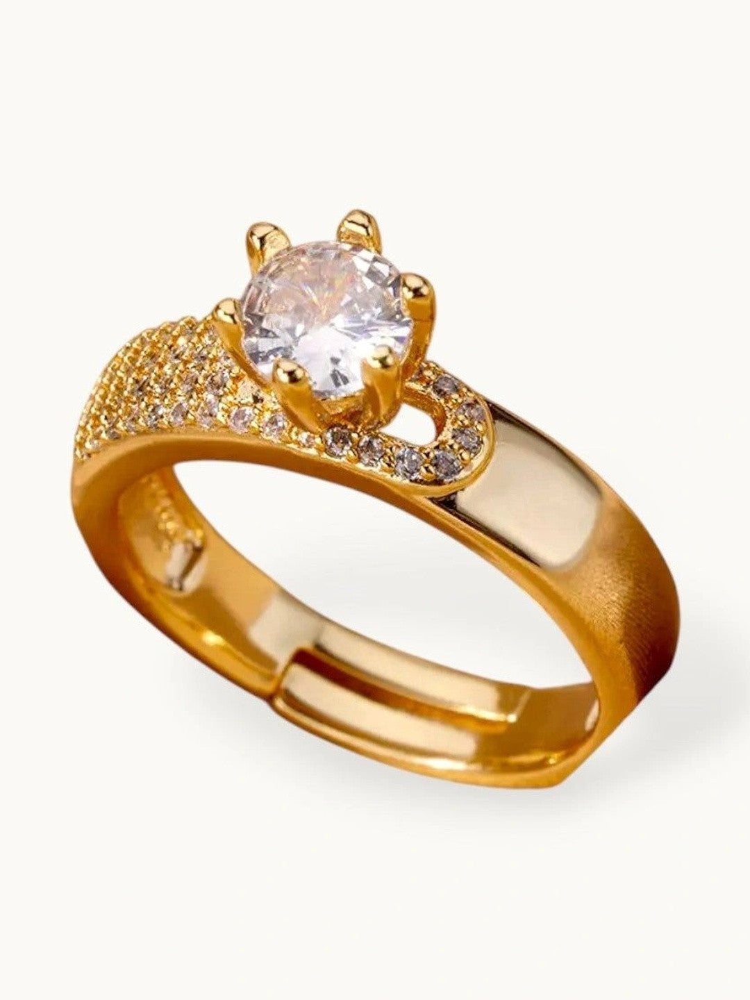 Regal Pave Accent Solitaire Stackable & Adjustable Diamond Ring
