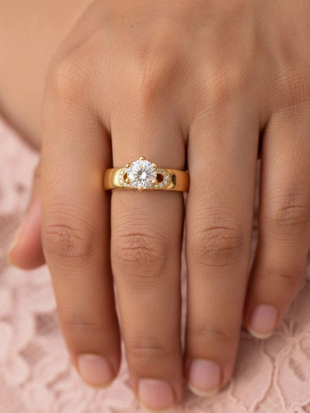 Regal Pave Accent Solitaire Stackable & Adjustable Diamond Ring