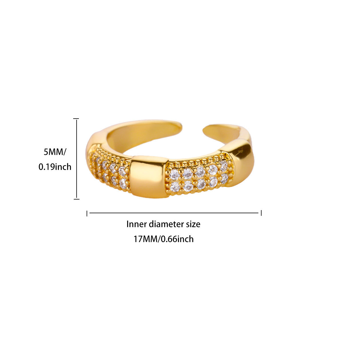 Chunky Segmented Double-Row Pave Stackable Gold Band