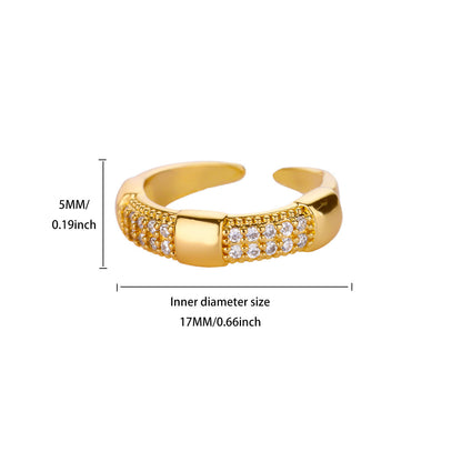Chunky Segmented Double-Row Pave Stackable Gold Band