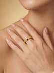 Chunky Segmented Double-Row Pave Stackable Gold Band