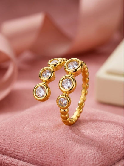 Bubbly Solitaire Double Row Wrap Adjustable Diamond Ring