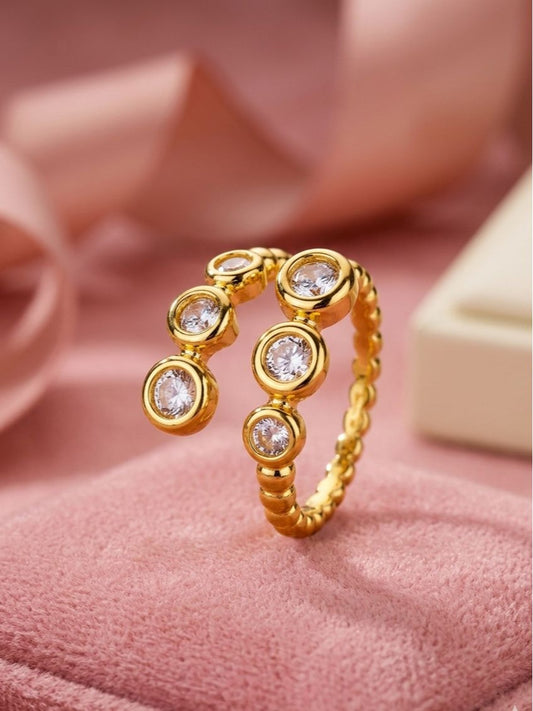 Bubbly Solitaire Double Row Wrap Adjustable Diamond Ring