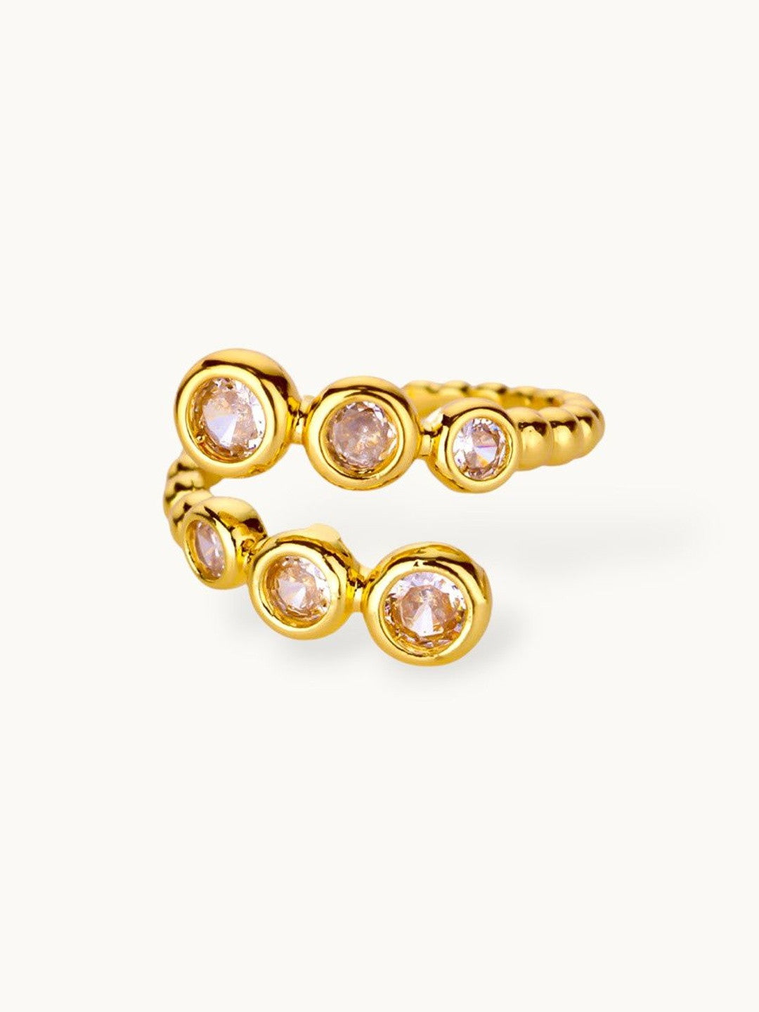 Bubbly Solitaire Double Row Wrap Adjustable Diamond Ring