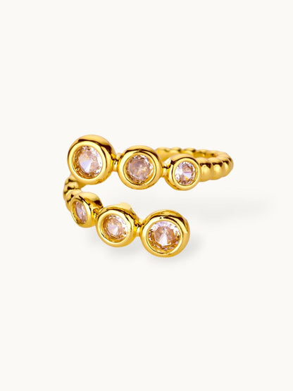 Bubbly Solitaire Double Row Wrap Adjustable Diamond Ring