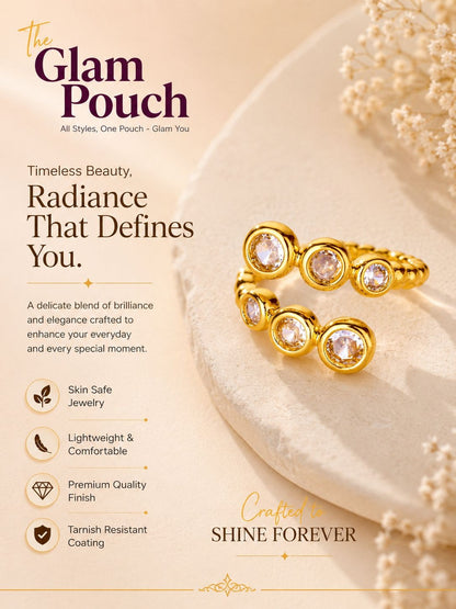 Bubbly Solitaire Double Row Wrap Adjustable Diamond Ring