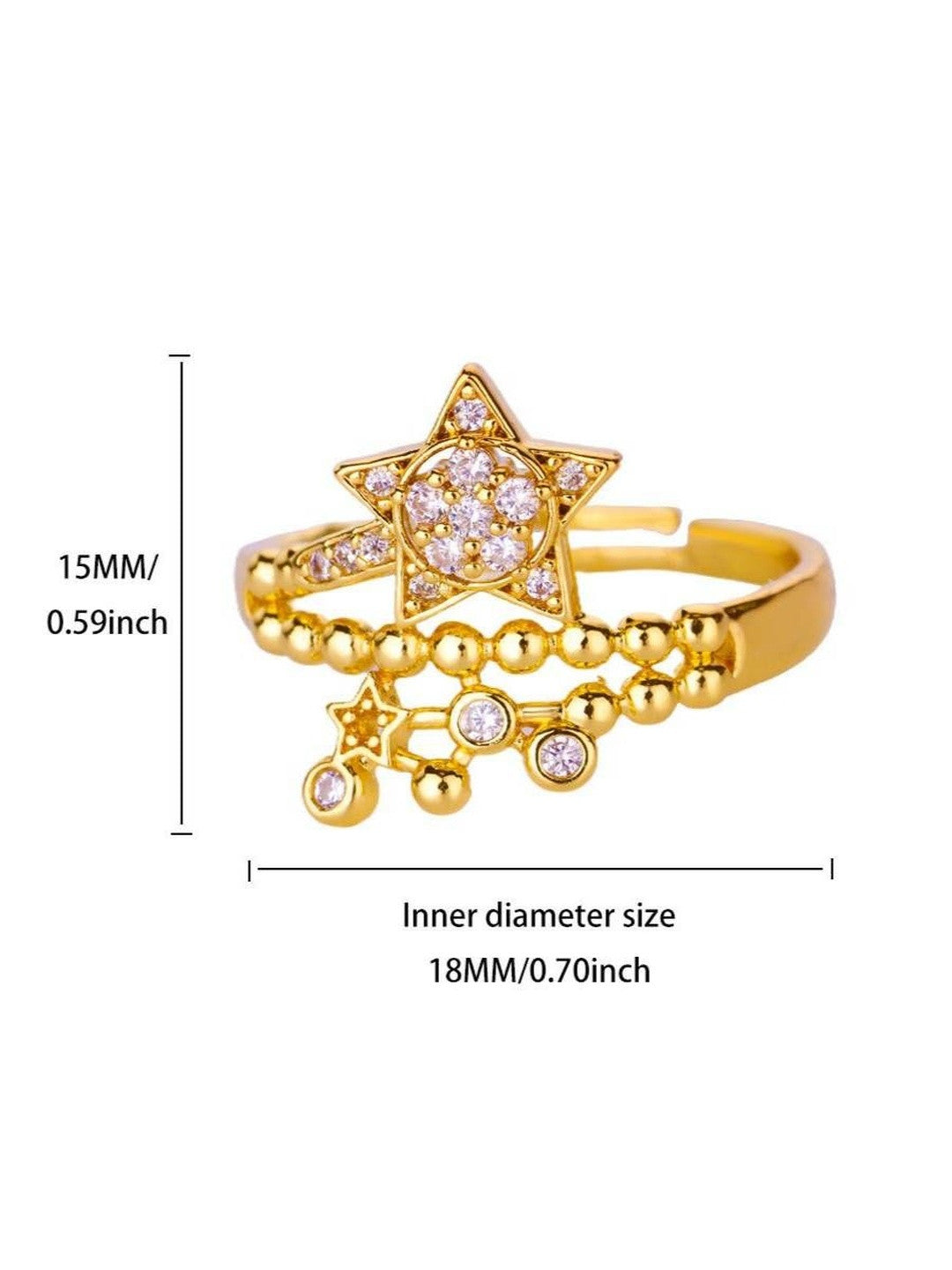 Dangling Pave Star & Beaded Celestial Diamond Ring