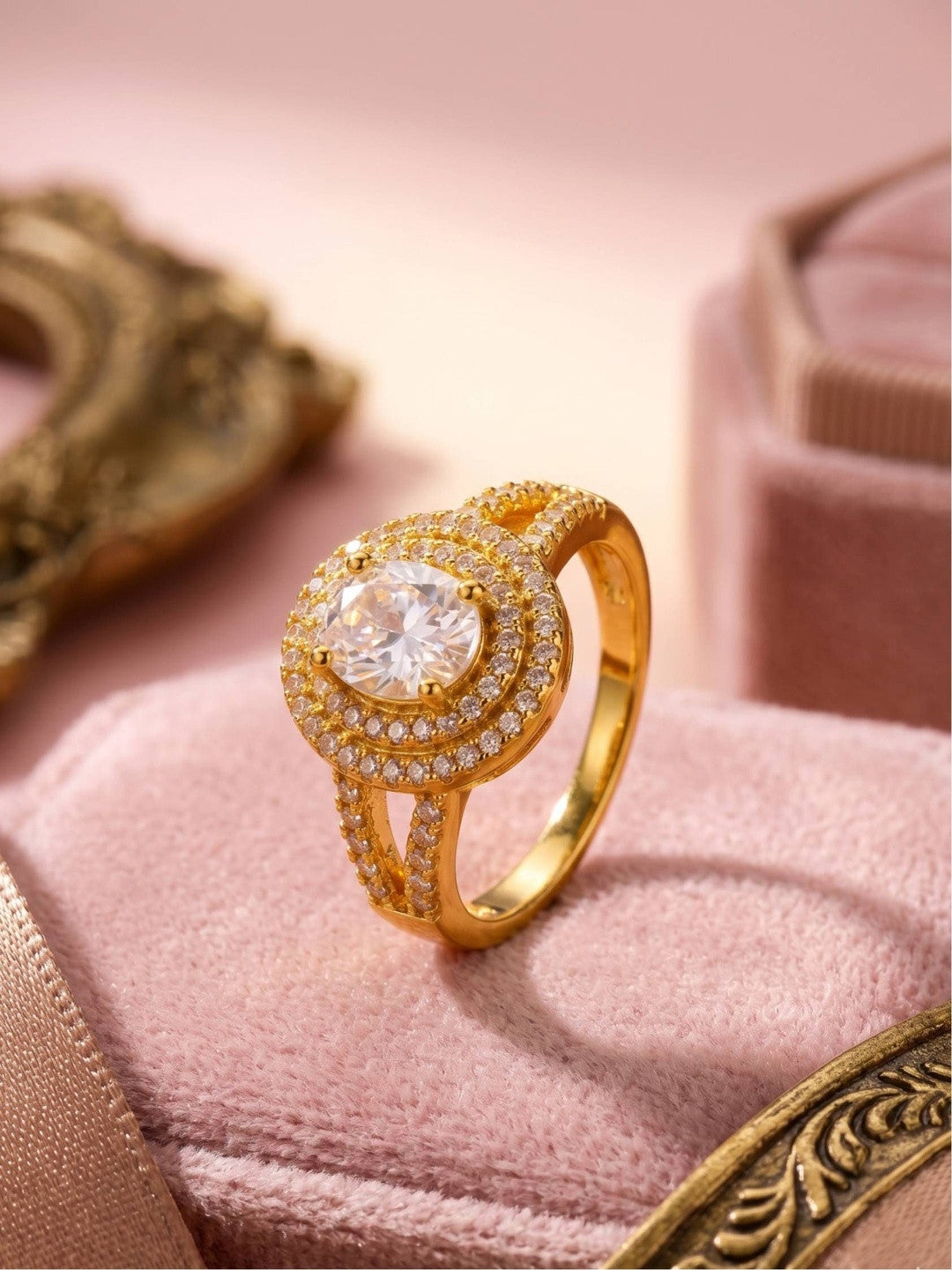 Opulent Double Halo Oval Solitaire Cocktail Ring