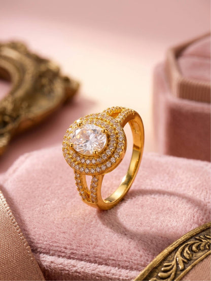 Opulent Double Halo Oval Solitaire Cocktail Ring