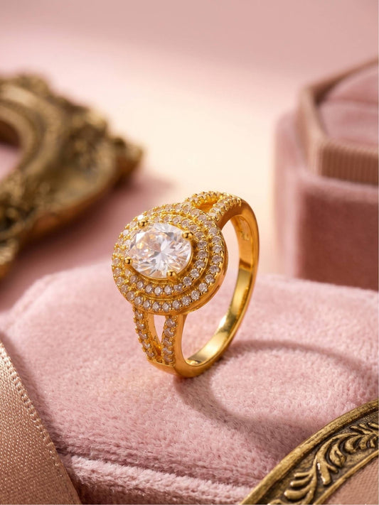 Opulent Double Halo Oval Solitaire Cocktail Ring
