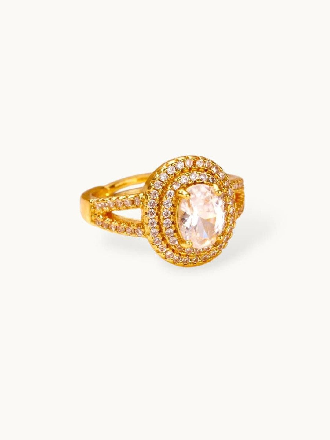 Opulent Double Halo Oval Solitaire Cocktail Ring