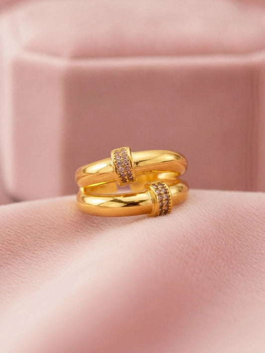 Chunky Dual Pave Knot Stackable Ring