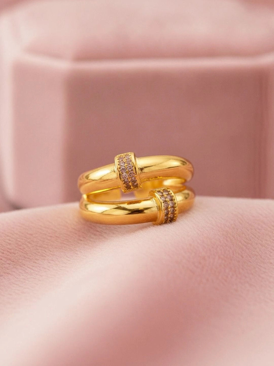 Chunky Dual Pave Knot Stackable Ring
