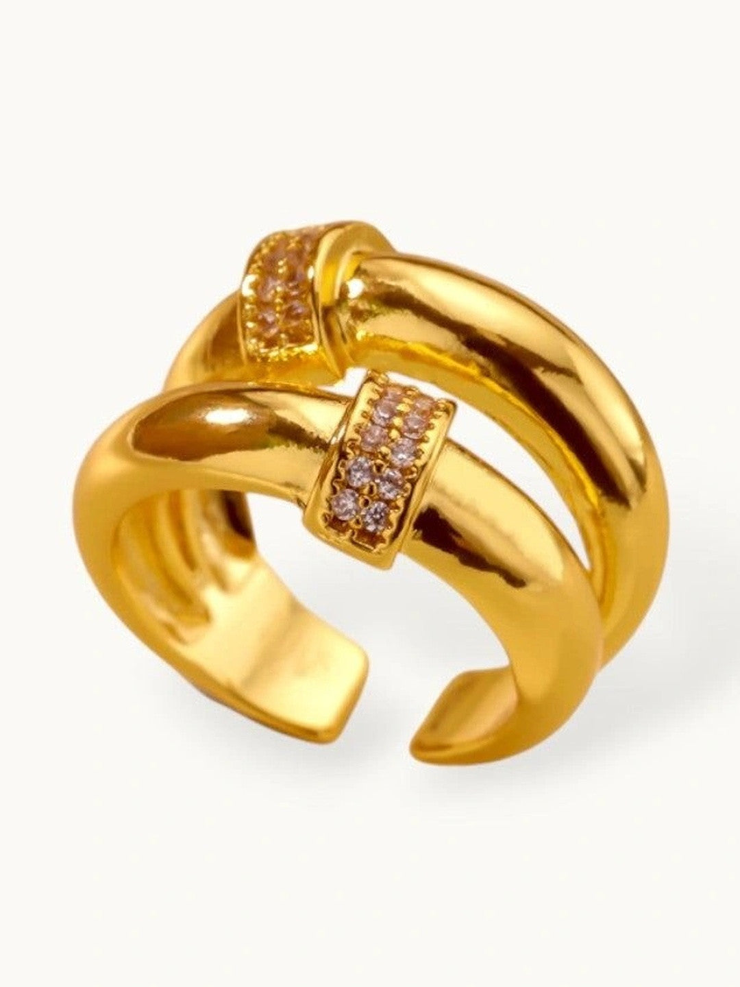 Chunky Dual Pave Knot Stackable Ring