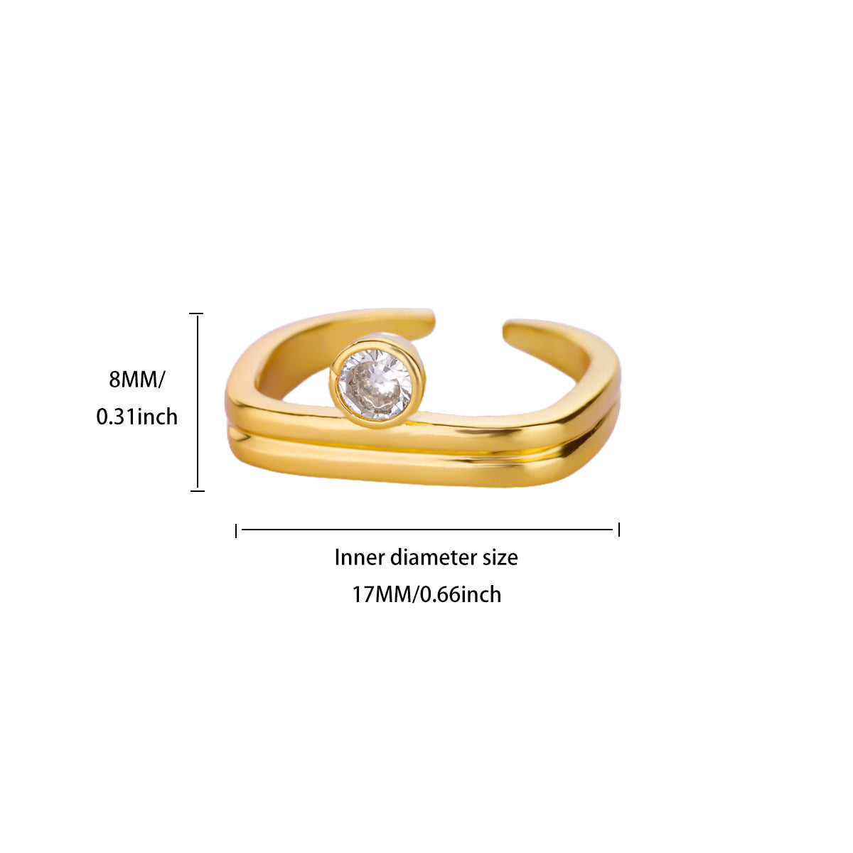 Chic Minimalist Double-Band Solitaire Stackable Diamond Ring