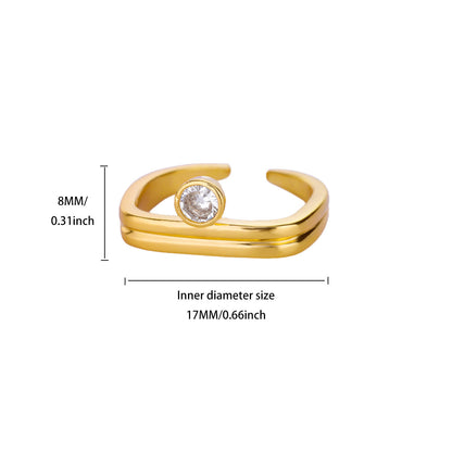 Chic Minimalist Double-Band Solitaire Stackable Diamond Ring