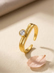 Chic Minimalist Double-Band Solitaire Stackable Diamond Ring