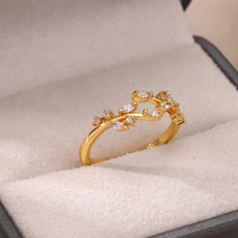 Delicate Marquis Vine Adjustable Gold Diamond Ring