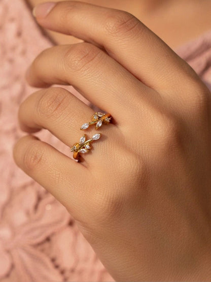 Delicate Marquis Vine Adjustable Gold Diamond Ring