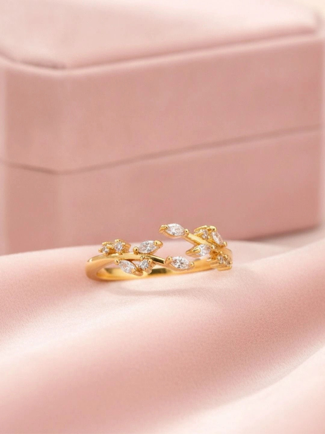 Delicate Marquis Vine Adjustable Gold Diamond Ring