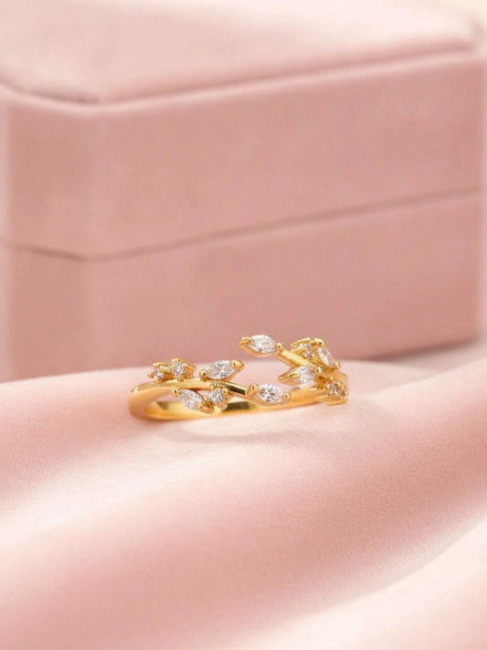 Delicate Marquis Vine Adjustable Gold Diamond Ring