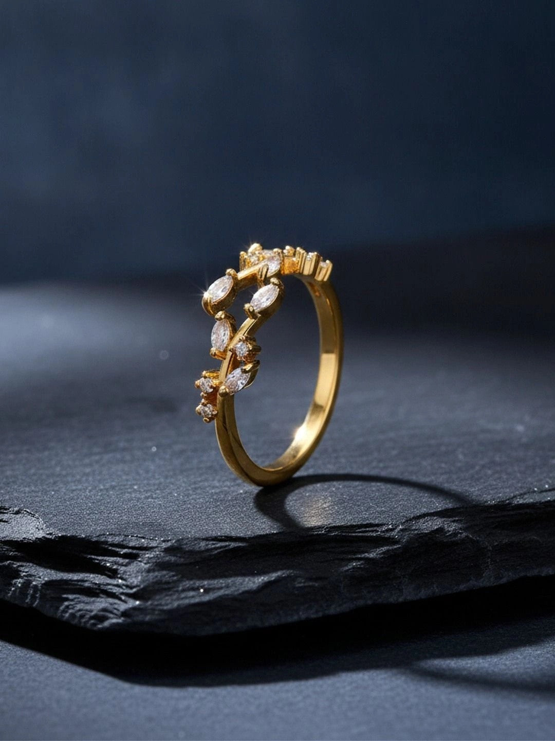 Delicate Marquis Vine Adjustable Gold Diamond Ring
