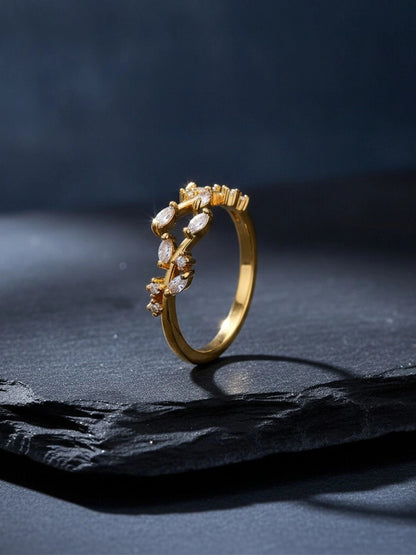 Delicate Marquis Vine Adjustable Gold Diamond Ring