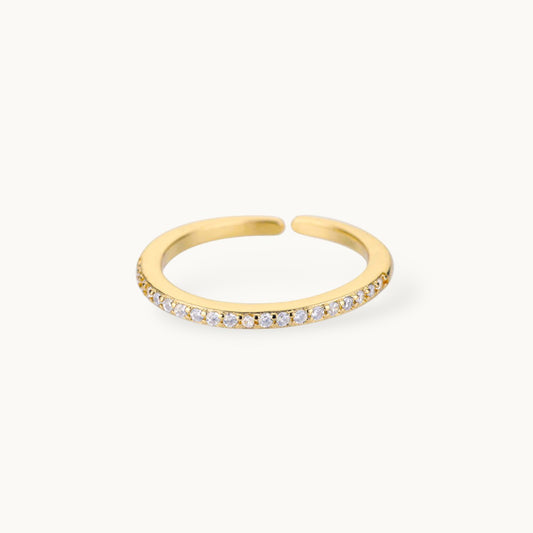 Classic Solitaire Pave Eternity Gold-Plated Band