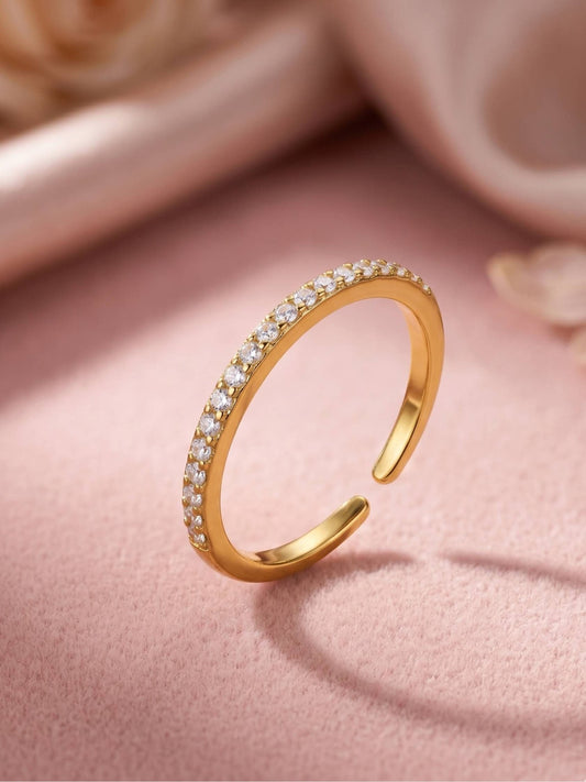 Classic Solitaire Pave Eternity Gold-Plated Band