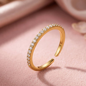 Classic Solitaire Pave Eternity Gold-Plated Band