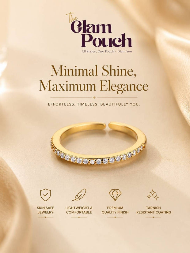 Classic Solitaire Pave Eternity Gold-Plated Band