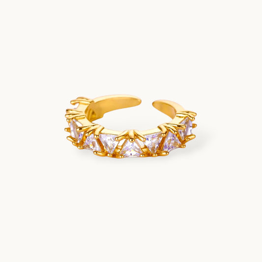 Luxe Trillion-Cut Stackable Eternity Gold-Tone Diamond Ring