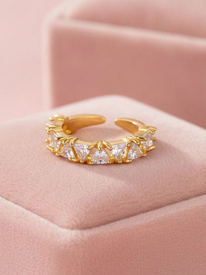 Luxe Trillion-Cut Stackable Eternity Gold-Tone Diamond Ring