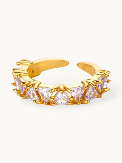 Luxe Trillion-Cut Stackable Eternity Gold-Tone Diamond Ring