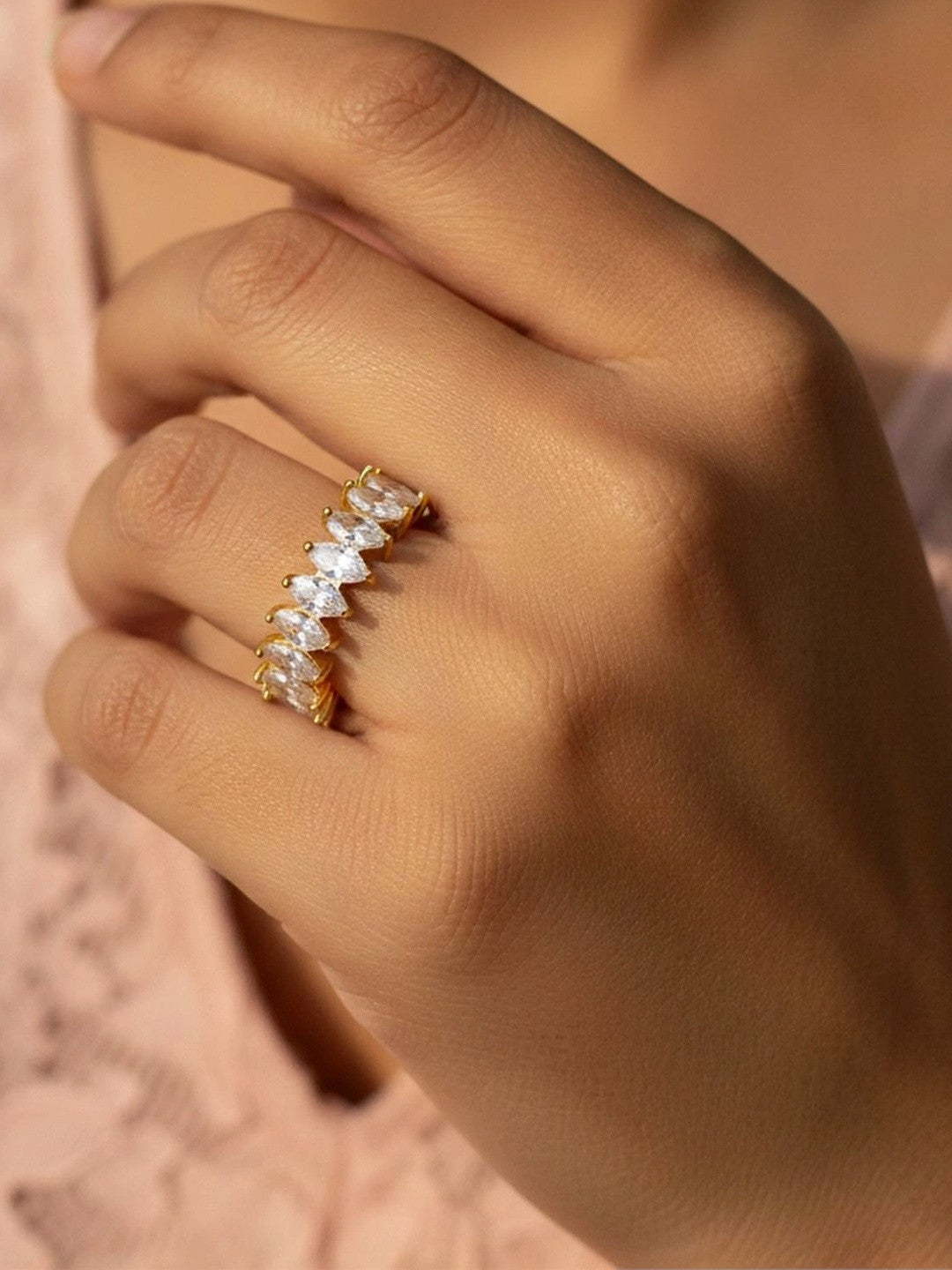 Luxe Marquis-Cut Eternity Stackable Diamond Band