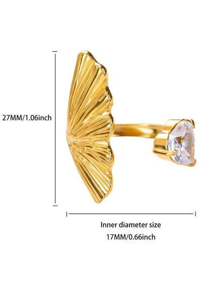 Asymmetric Fan & Pearl Solitaire Statement Ring