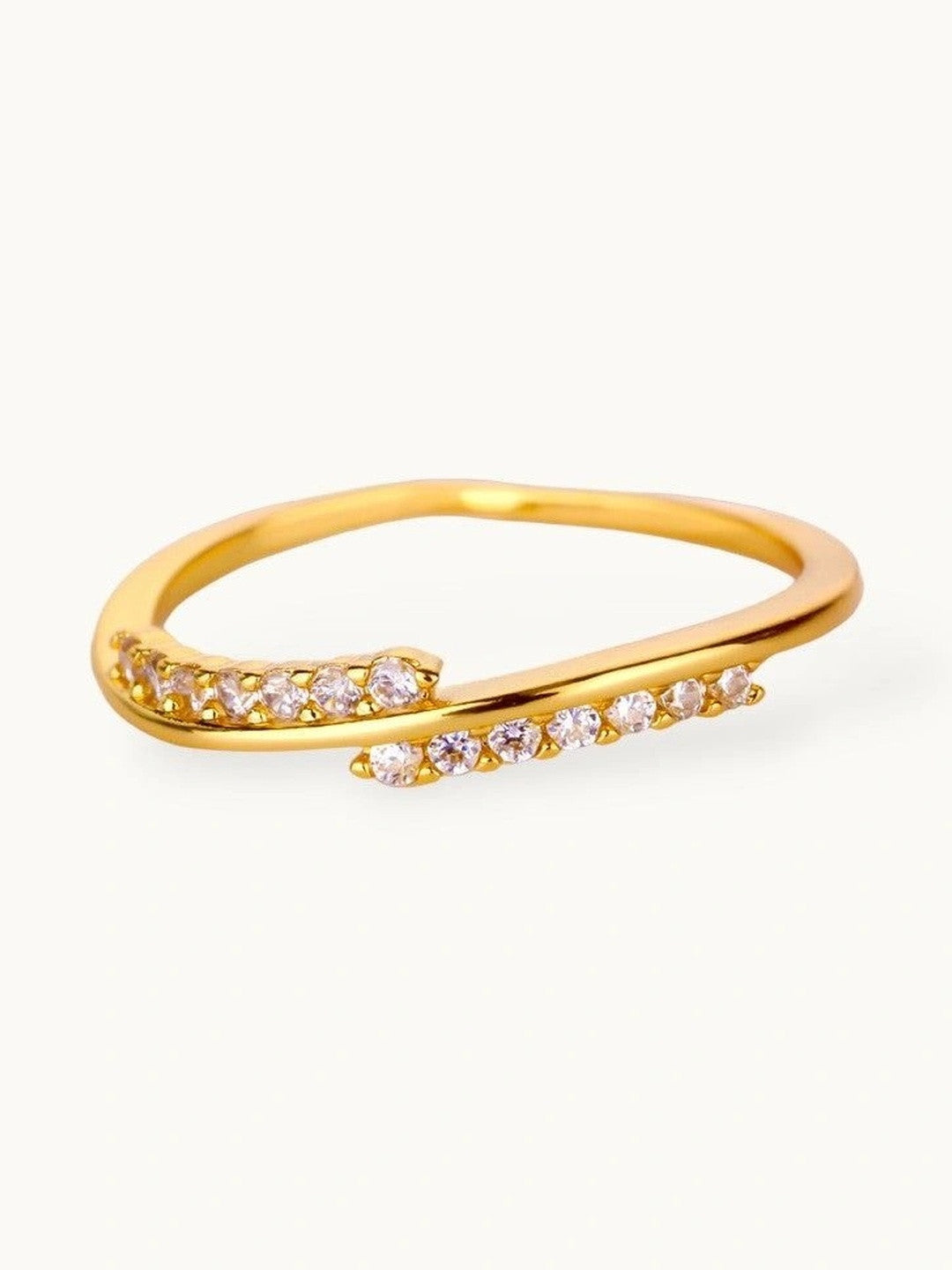 Fluid Angled Pave Wrap Stackable Gold Ring