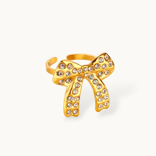 Glamorous Full Pave Statement Diamond Bow Ring