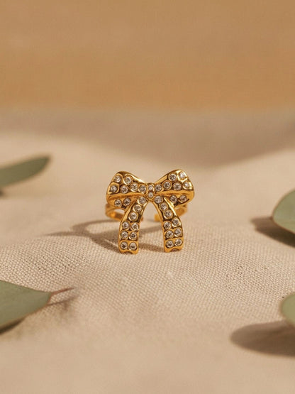 Glamorous Full Pave Statement Diamond Bow Ring