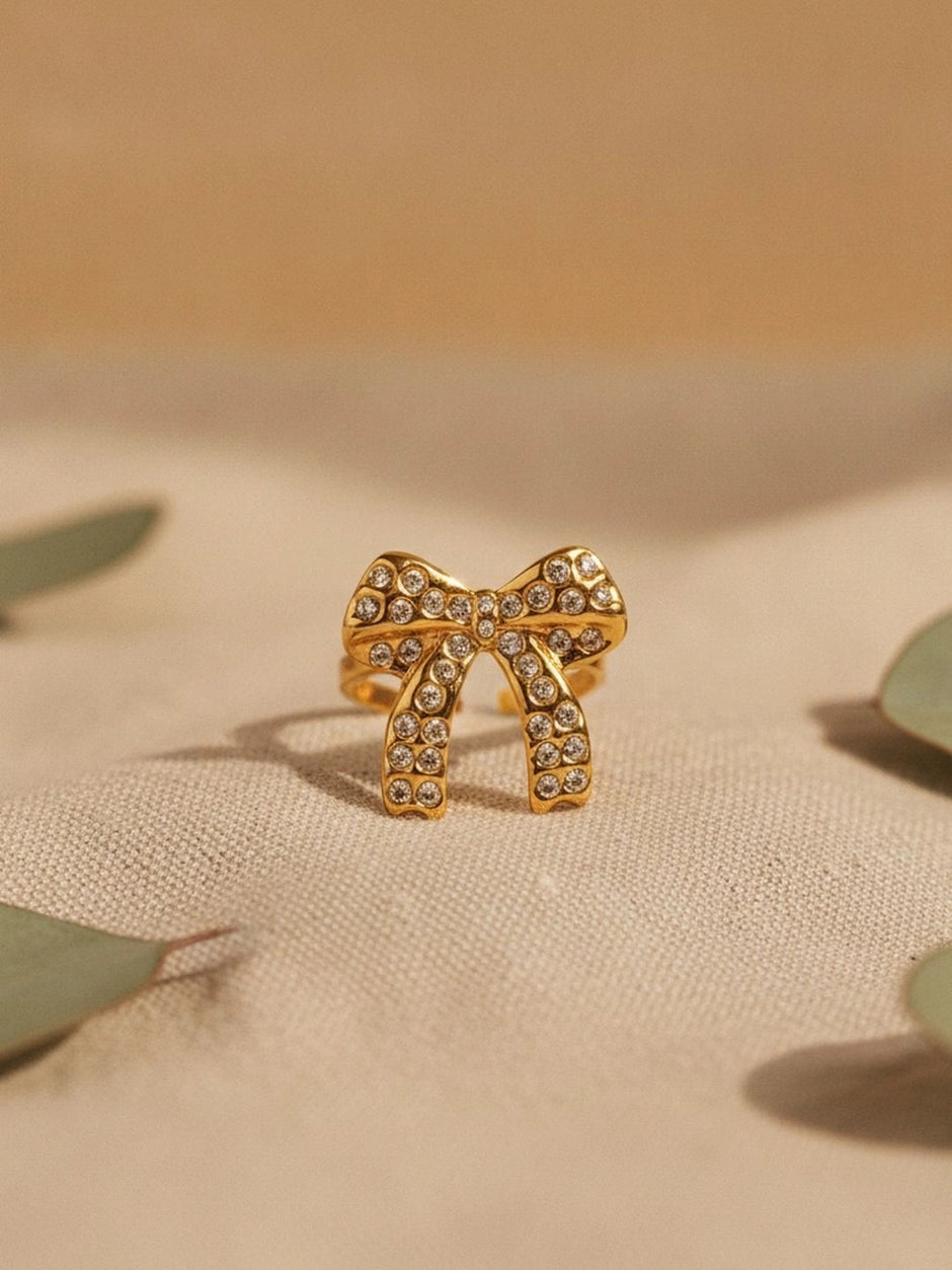 Glamorous Full Pave Statement Diamond Bow Ring