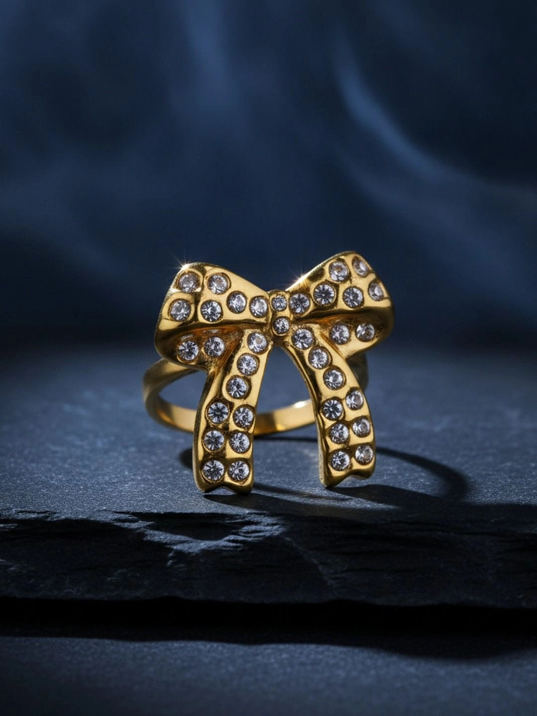 Glamorous Full Pave Statement Diamond Bow Ring