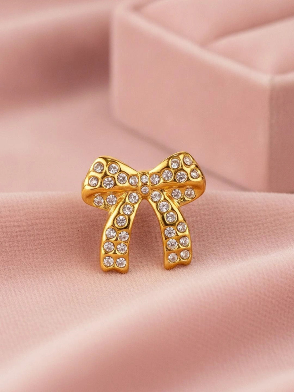 Glamorous Full Pave Statement Diamond Bow Ring