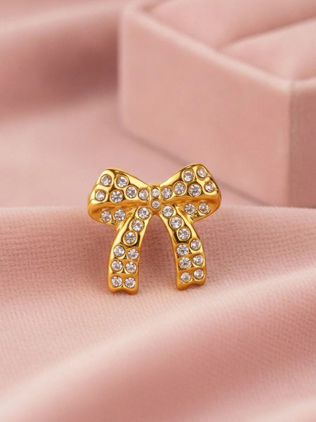 Glamorous Full Pave Statement Diamond Bow Ring