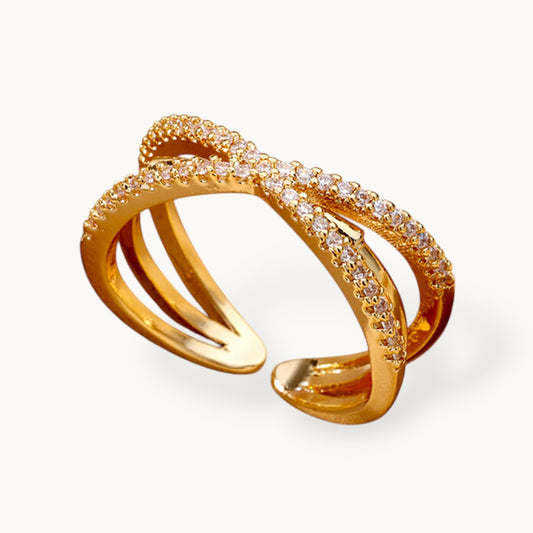 Glamorous Pave Crisscross Stackable Split Diamond Ring