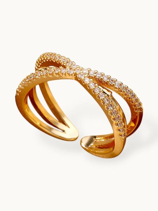 Glamorous Pave Crisscross Stackable Split Diamond Ring