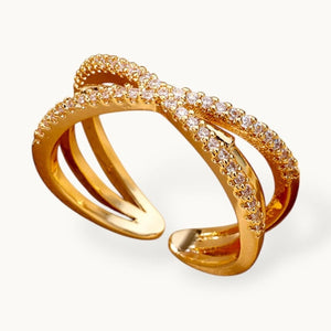 Glamorous Pave Crisscross Stackable Split Diamond Ring