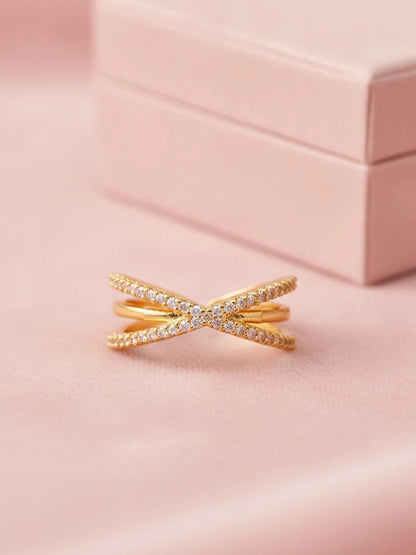 Glamorous Pave Crisscross Stackable Split Diamond Ring